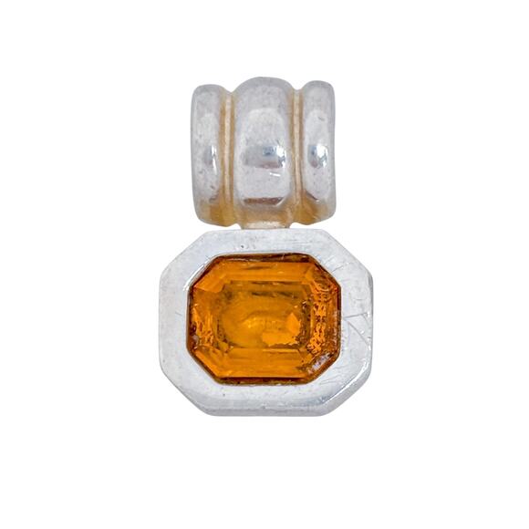 Estate Sterling Silver 925 Citrine Slide Pendant - Picture 3 of 8